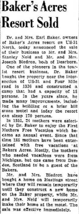 Bakers Acres Motel and Cottages (Waterfront Inn, Tamarack Lodge, Bakers Acres) - Mar 1959 Lot Sold (newer photo)
